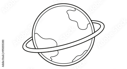 Simple line drawing of a planet with rings resembling saturn or a similar celestial body