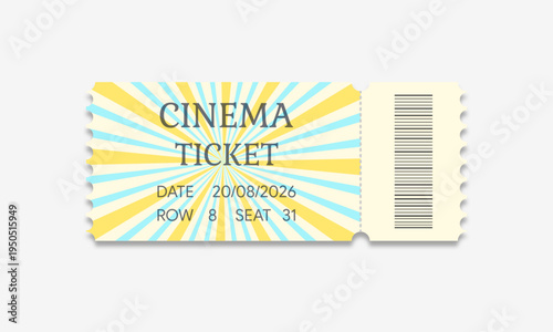 Cinema ticket isolated on white background.