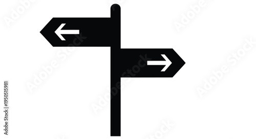 Black directional signpost with two arrows pointing left and right