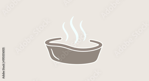 Hot spa bath icon, steam rising from water