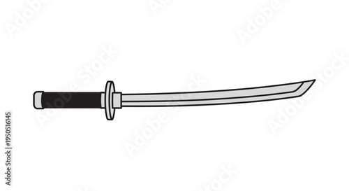 Japanese Katana Sword Illustration - Samurai Weapon Icon