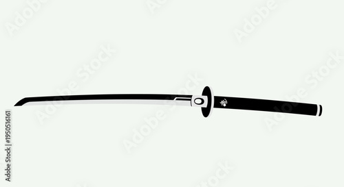 Japanese Katana Sword Silhouette, Traditional Samurai Weapon