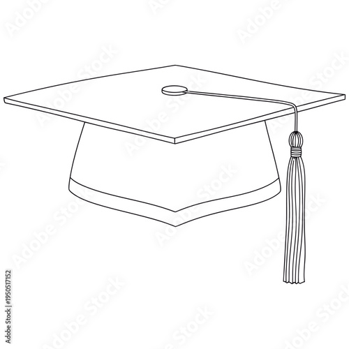 Black graduation cap with tassel isolated on white background academic achievement symbol educational milestone commencement ceremony accessory celebration of success and learning