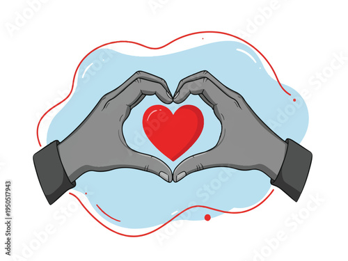 Canvastavla Hands forming heart shape with red heart inside  love and care concept