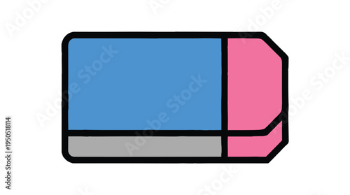 Illustration of a simple blue and pink eraser tool icon