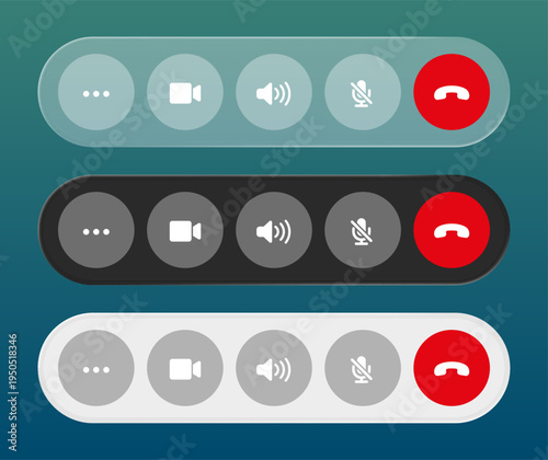 Phone calling icon set, Video call buttons set for element UI design