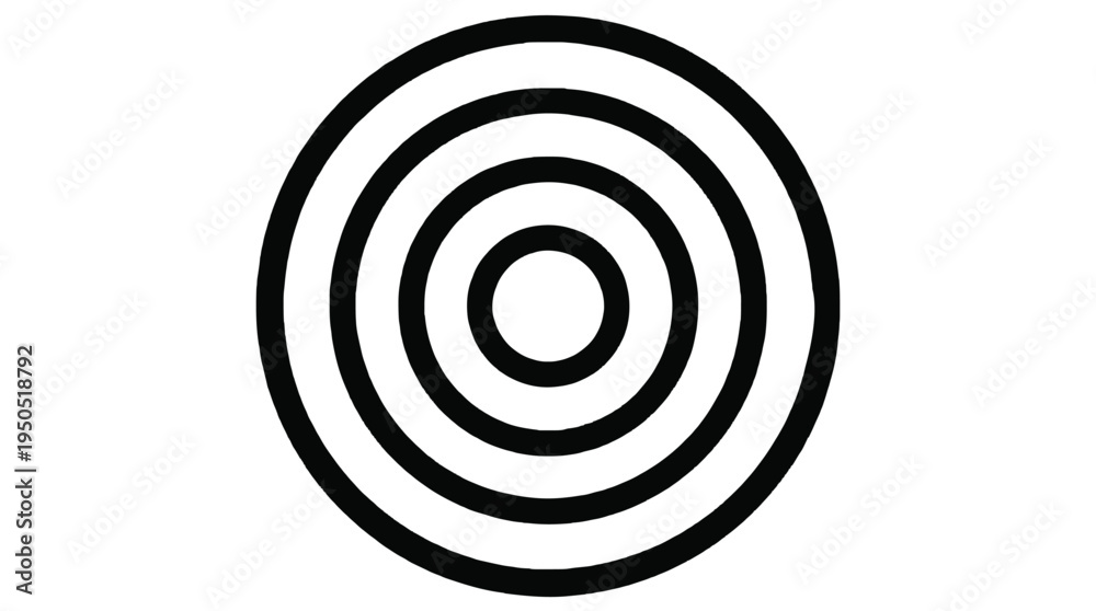 Naklejka premium Concentric circles create target pattern in minimalist design on white