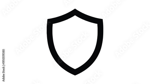 Bold minimalist shield icon isolated on white background
