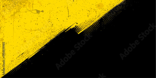 Vintage grunge hazard stripes create a textured orange pattern for a technology business banner design