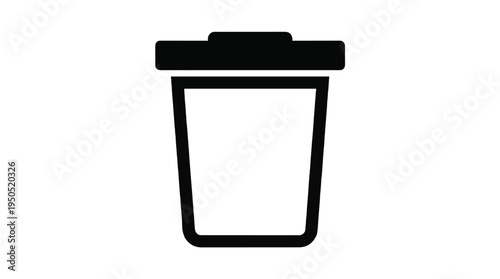 Black and white minimal trash can vector icon