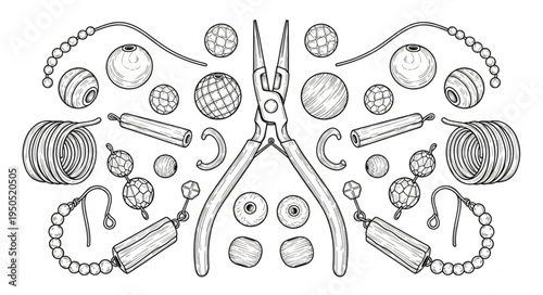 Jewelry Making Tools and Beads - An Artistic Arrangement.