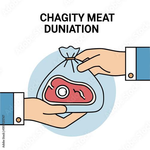 Person handing over a package of raw meat for charity donation