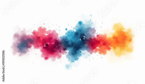 Abstract watercolor vector background with colorful paint splashes, ink splatters, and grunge brush textures forming a vibrant rainbow art design element