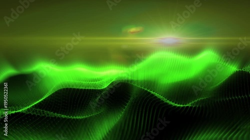 An abstraction of virtual, smooth energy waves, like music transformed into matter and feelings, creates a pleasant, calming background.