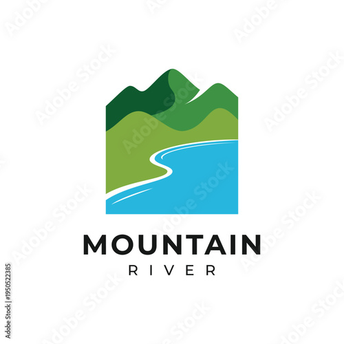 Free Download Mountain river nature logo design - GFXLoad