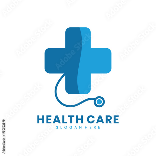 Medical health care logo with cross and stethoscope