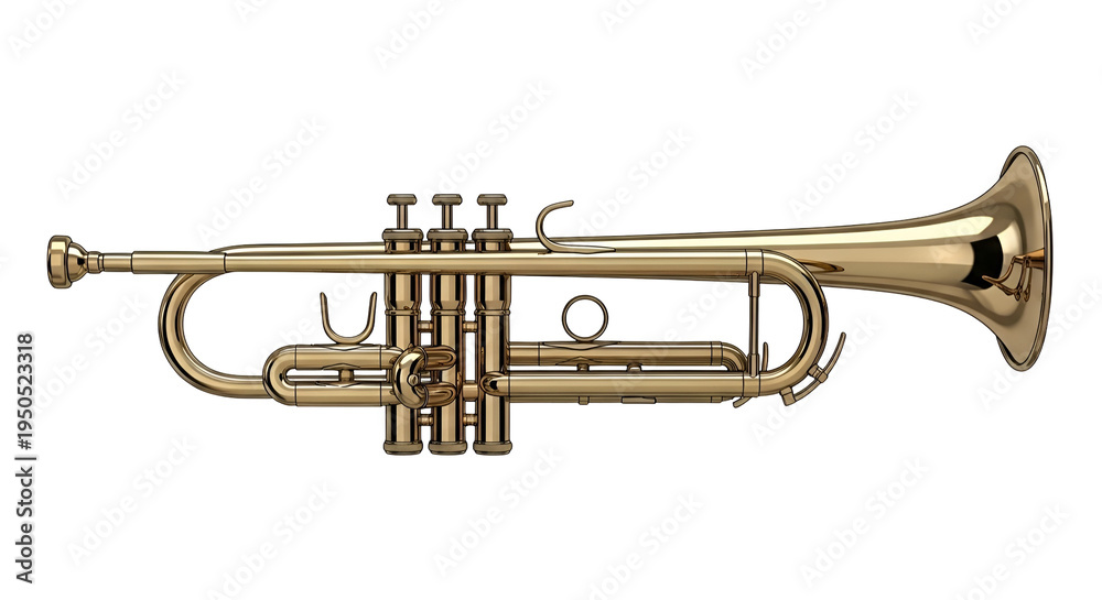 Obraz premium Brass Trumpet Musical Instrument Closeup.