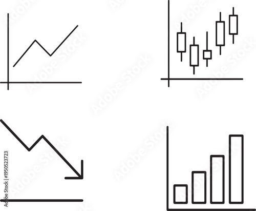 Financial Market Trends and Stock Chart Analysis Icons