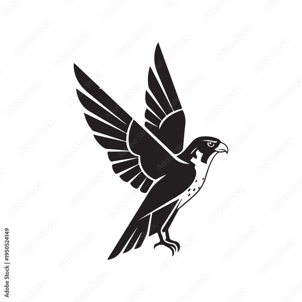 Obraz premium A gray eagle stencil on a white background