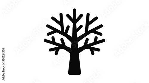 Bare tree silhouette in ultra-minimalist flat vector design