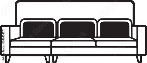 Sofa with three seats and armrests  modern minimalist furniture design