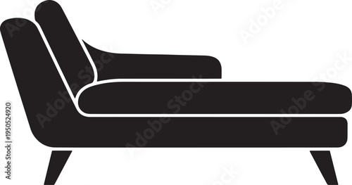 Modern armchair with white outline on transparent background