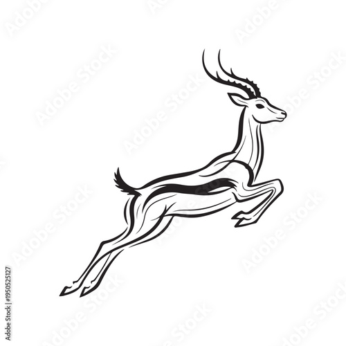 A drawing of an antelope with large horns