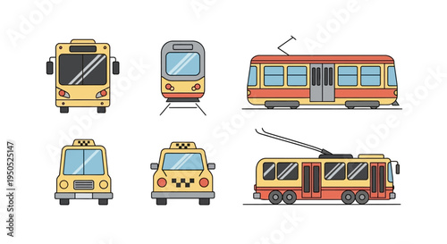 Collection of various bus vehicles.