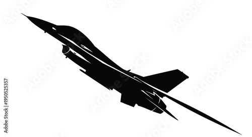 A stark silhouette of a fighter jet soaring through the air showcasing its dynamic form and power high quality