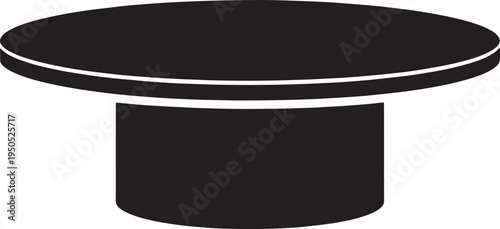 Simple black cylinder object with round top and white outline