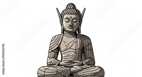 Meditating Buddha Statue with Elven Ears in Serene Contemplation.