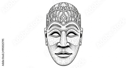 Intricate Tribal Mask with Detailed Carvings and Cultural Significance.