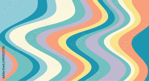 Soft Pastel Retro Waves A Vintage Style Abstract Background with Flowing Curves and Gentle Rainbow Hues