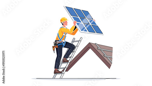 Solar Panel Installation: A technician carefully installs a solar panel on a rooftop, symbolizing the growth of sustainable energy