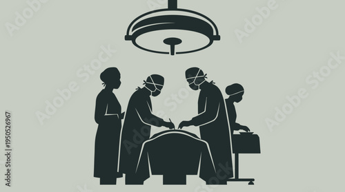 Skilled medical professionals performing a vital surgical operation in a sterile operating theater
