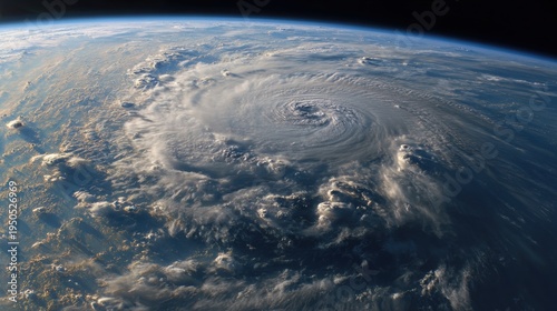 Earth's atmosphere seen from space with a powerful storm system