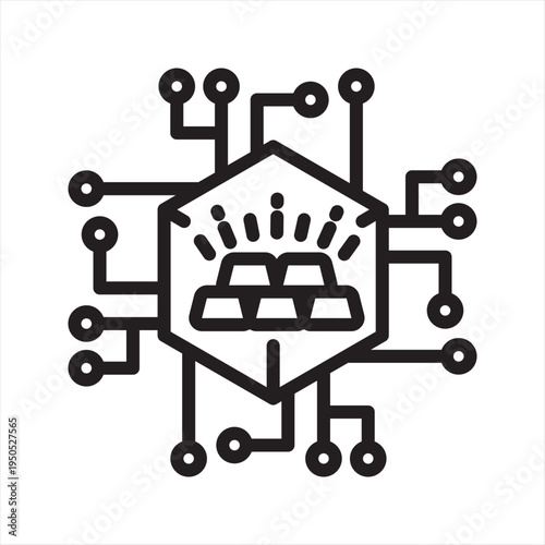 Tokenized Assets gold Virtual economy simple line icon