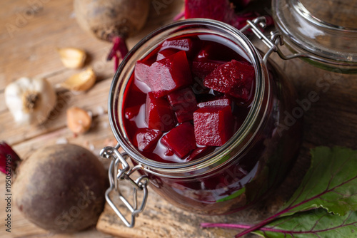 Pickled red beet in a bowl