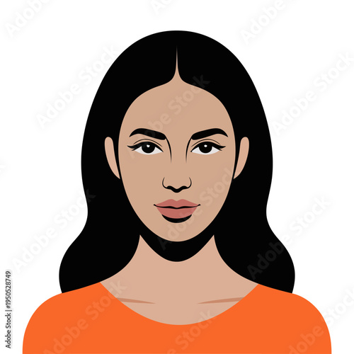 Beautiful woman fashion portrait flat vector