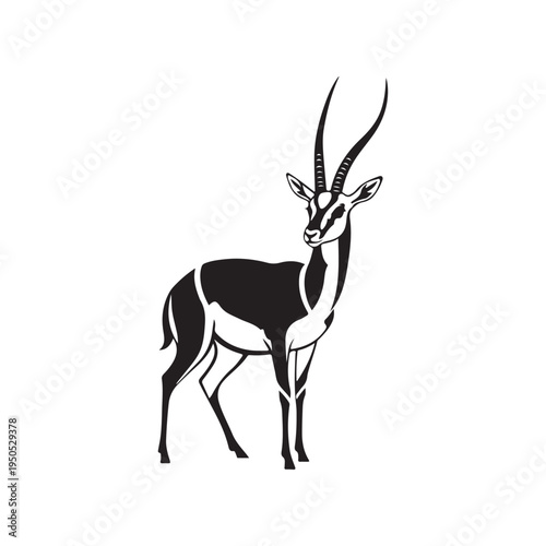A drawing of an antelope's head and horns