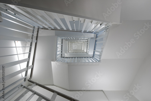 Minimalist modern staircase interior architecture perspective inside hospital building