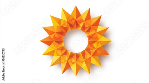 Geometric Sun Icon Design Featuring Modern Triangles in Vibrant Orange and Yellow Hues for Creative Projects