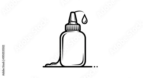Illustration of a glue bottle with a drop of glue.