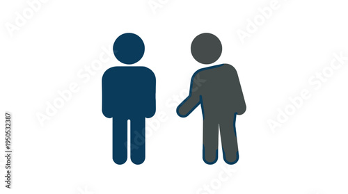 Two people in discussion depicted as minimalist vector icons