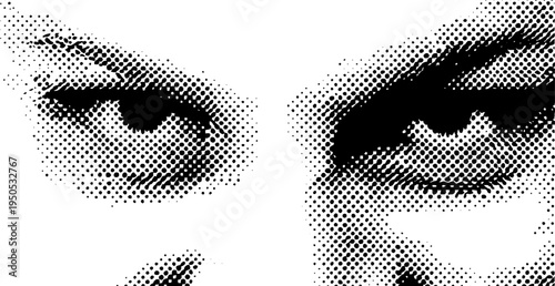 Urban graffiti smiley with lightning eyes in black and white halftone design