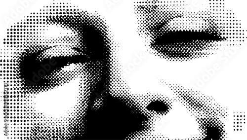 Black and white graffiti smiley face with halftone effect