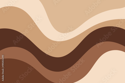 Abstract wavy background with smooth curves in various shades of brown and beige