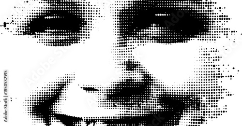 Black and white urban graffiti smiley face with cracked texture