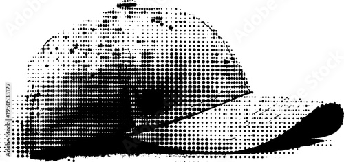 Urban style sideways baseball cap in black and white halftone design