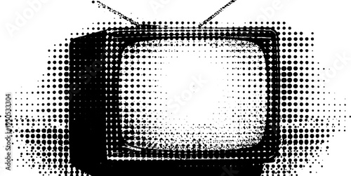 Retro television in halftone style design for vintage decor and art projects